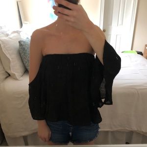 Express Chiffon Black Off-Shoulder Women's Top